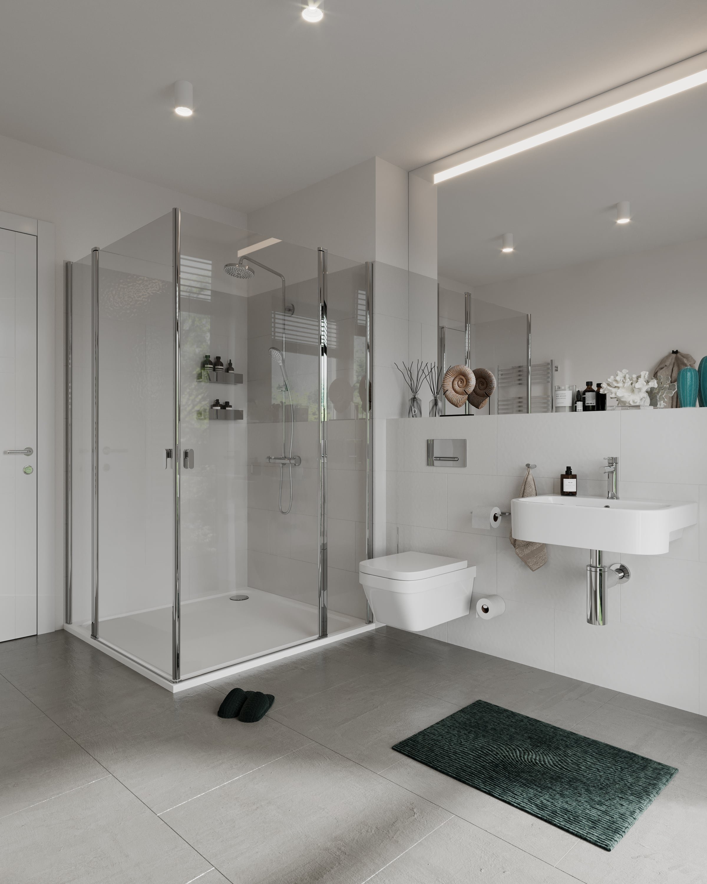 3D Visualization of bathroom with shower in Osdorfer Landstraße Hamburg Germany