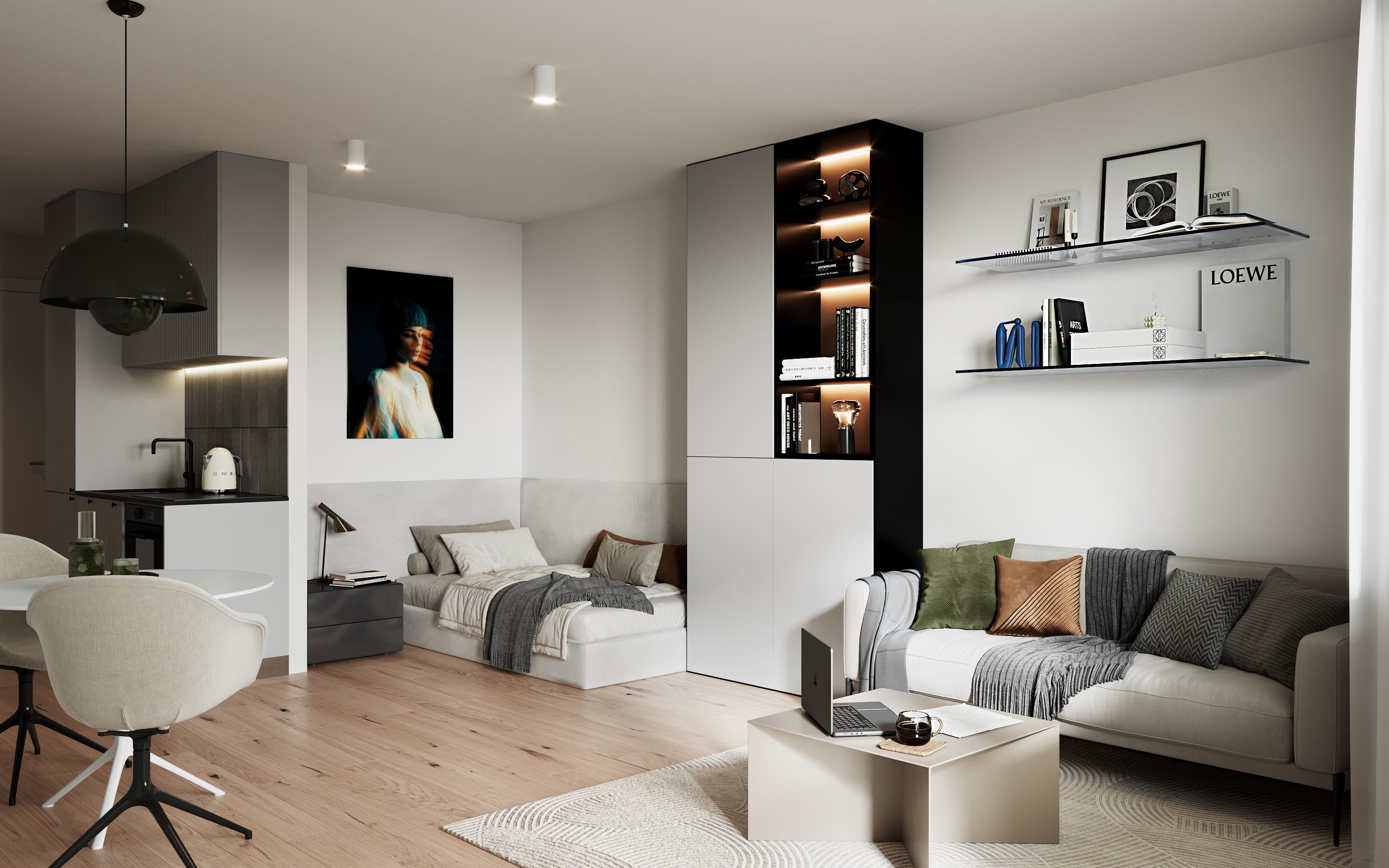 3D Interior Visualization of living space for student in Stuttgart Germany