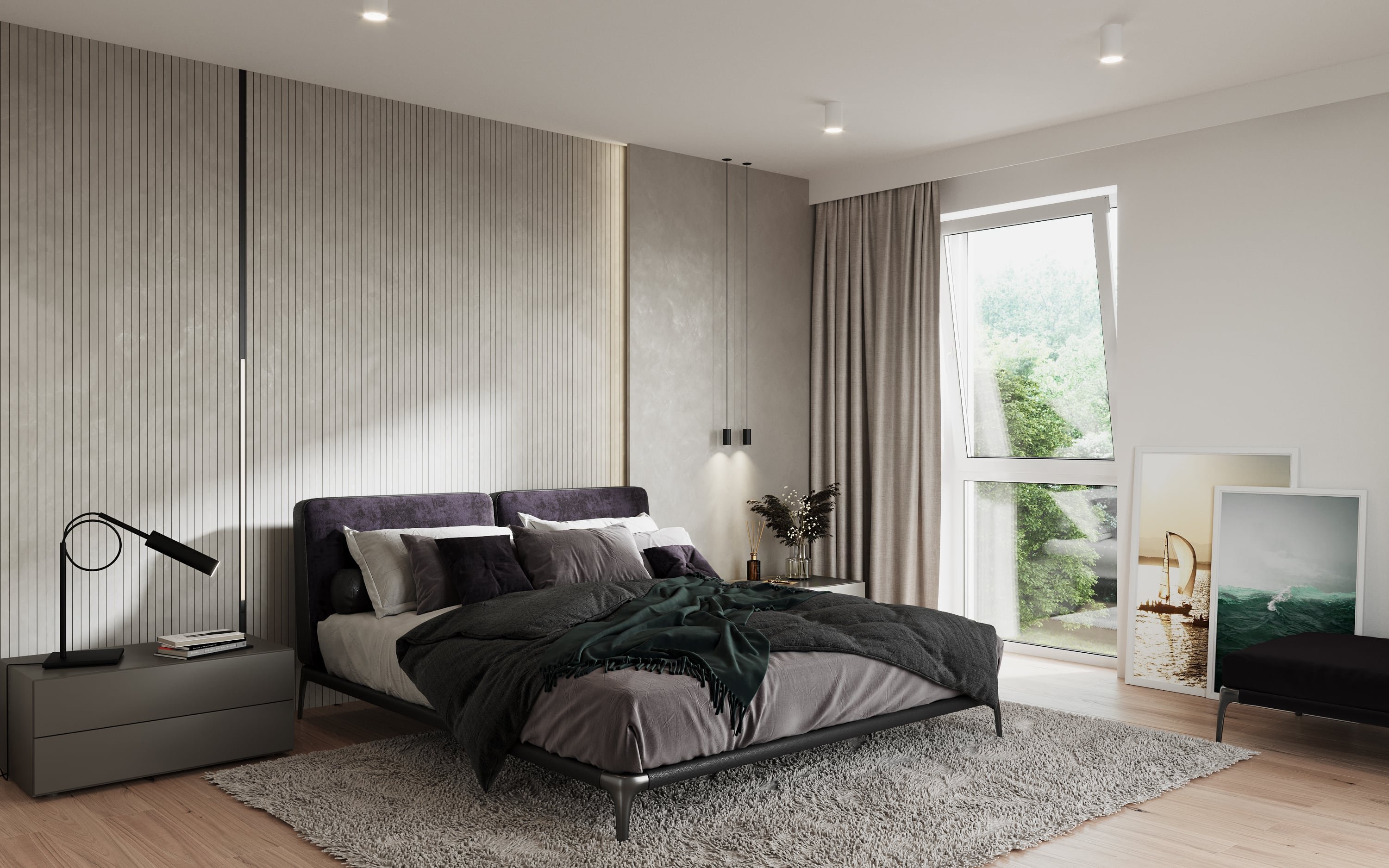 3D architecture visualization rendering of a bedroom in Osdorfer Landstraße Hamburg Germany