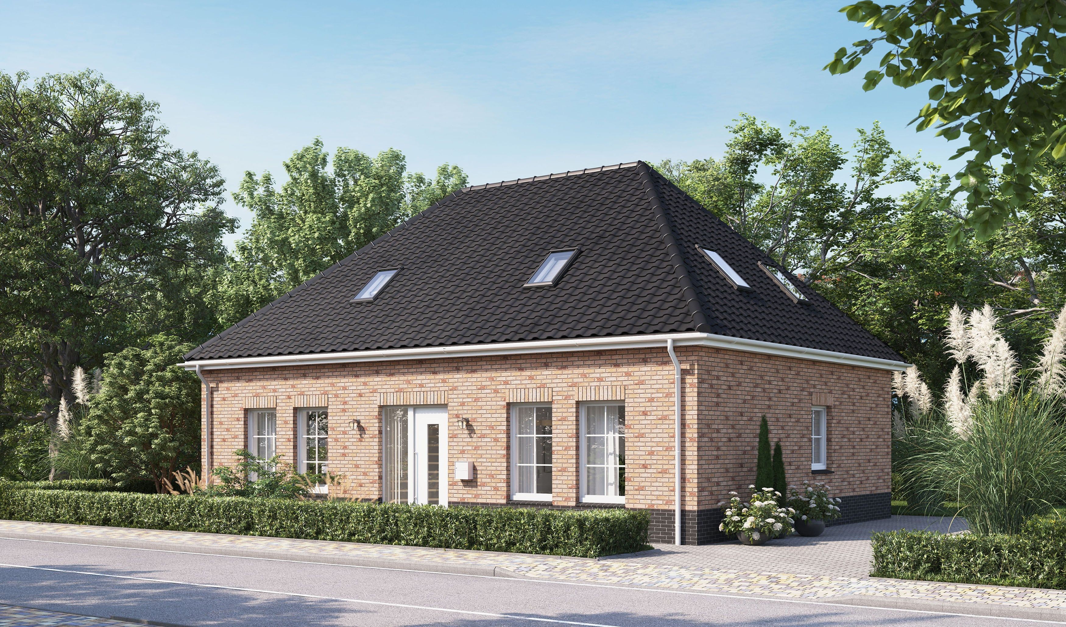 3D Visualization of Catalogue Family House with garden in Germany, Switzerland, Holland and Europe