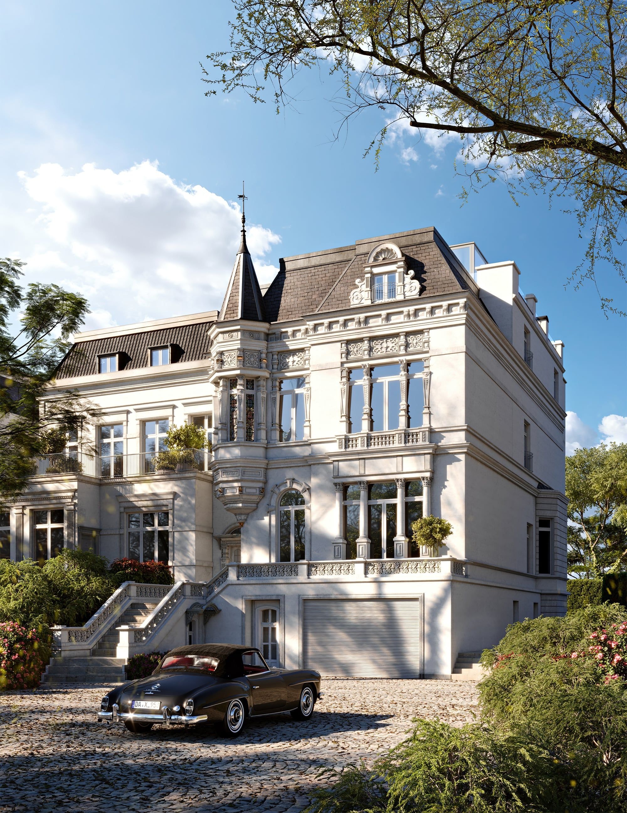 3D Außenvisualisierung Villa Hamburg