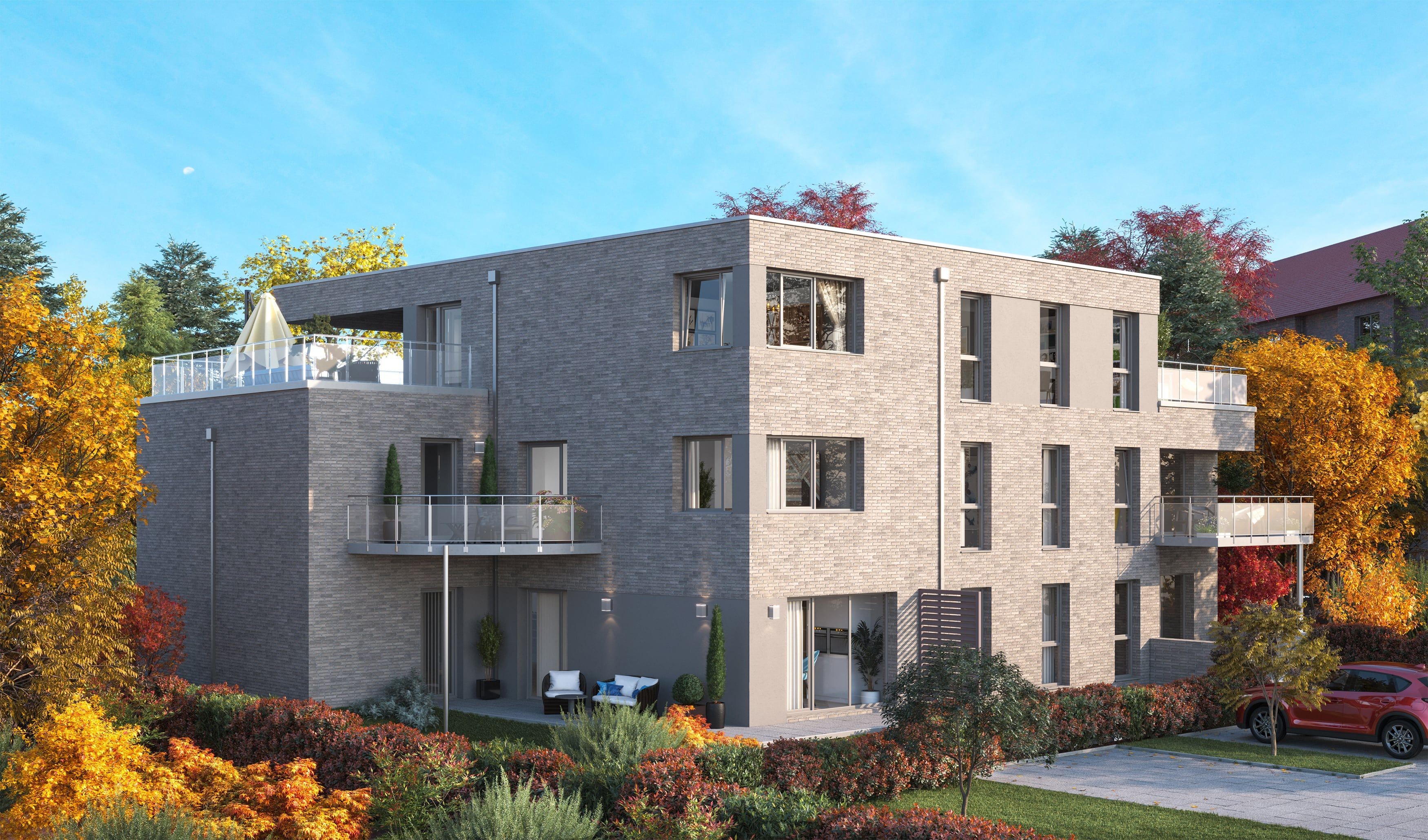 3D Architekturvisualisierung eines Neubau Mehrfamilienhauses in Grothwisch Hamburg, Deutschland