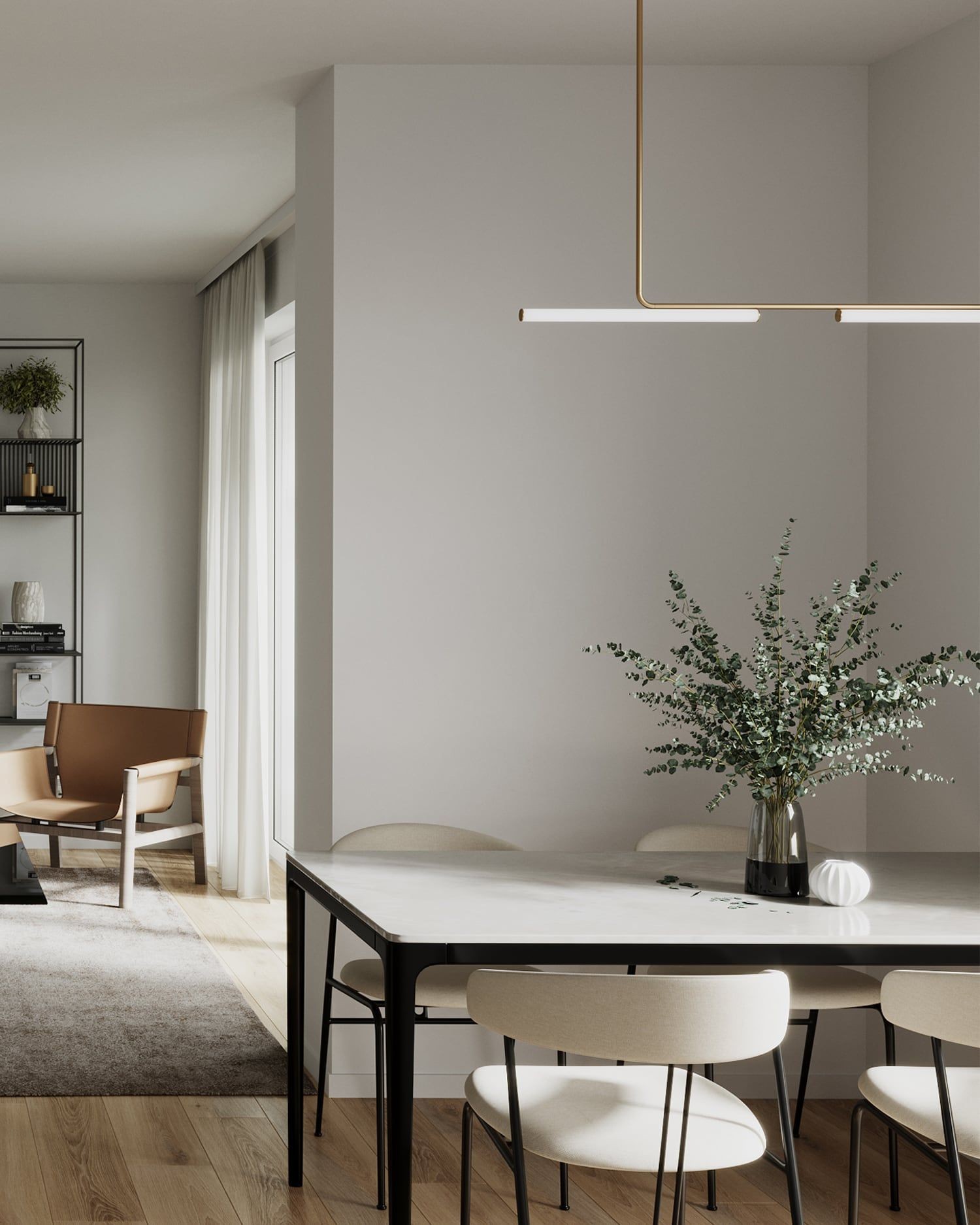 3D Interior Visualization of the dinning area in apartment in Hamburg, Germany