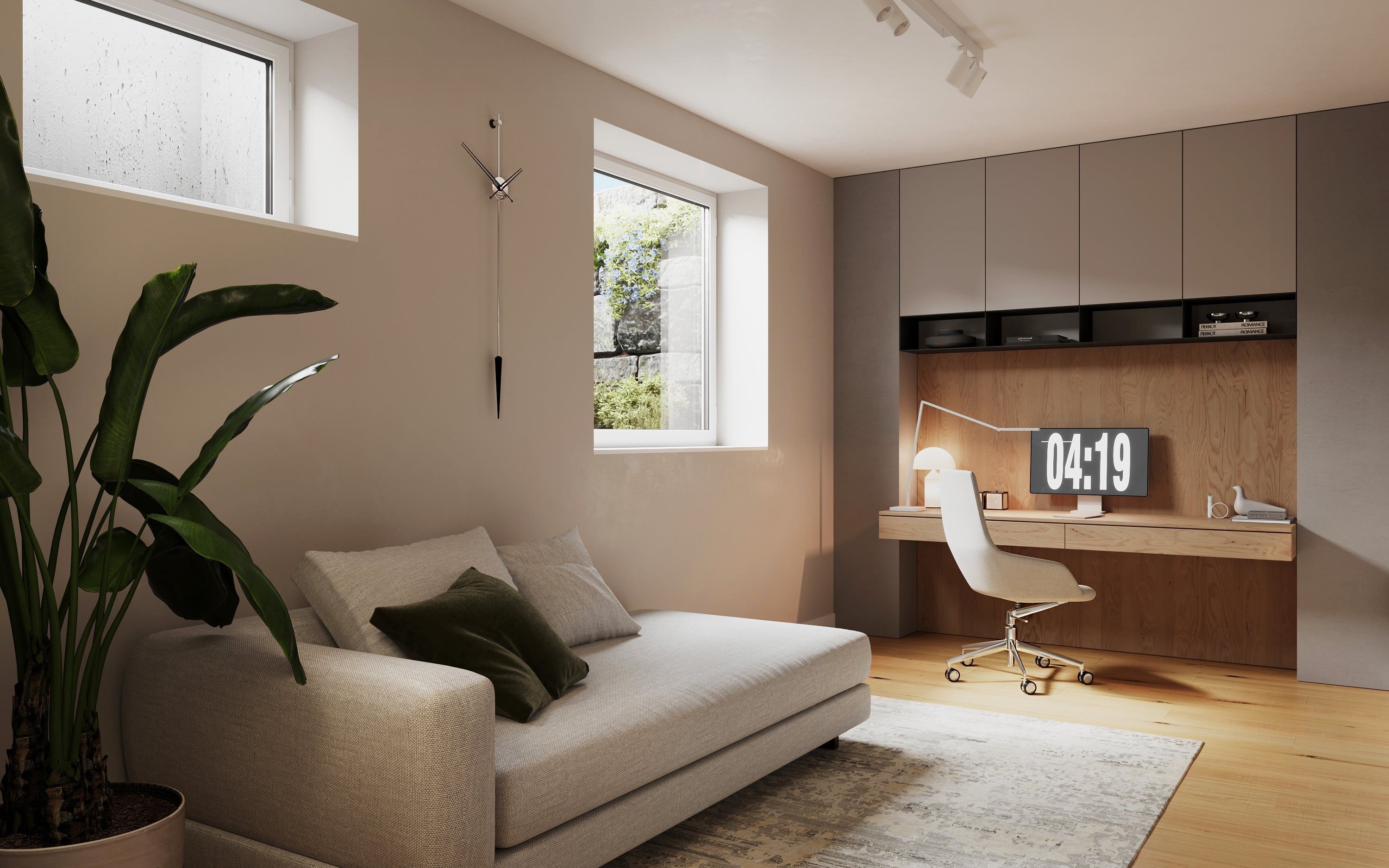 3D architectural interior visualization home office, guest room, Hamburg Germany