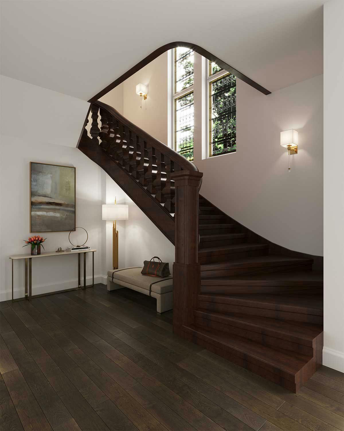 3D Interior Visualization with the design concept of an entrance hallway of the historical property in Berlin