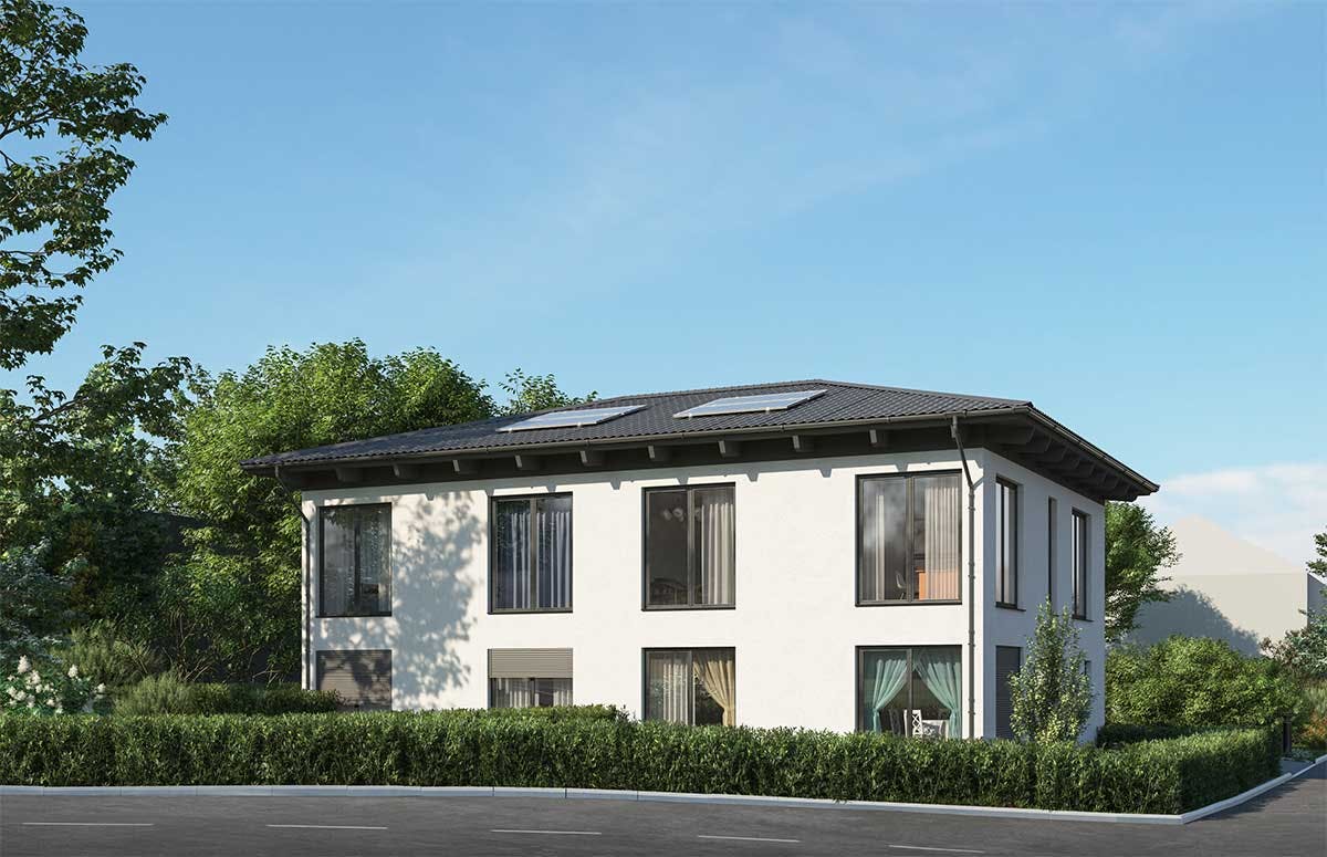 3D Exterior Visualization of a double building real estate in Germany.
