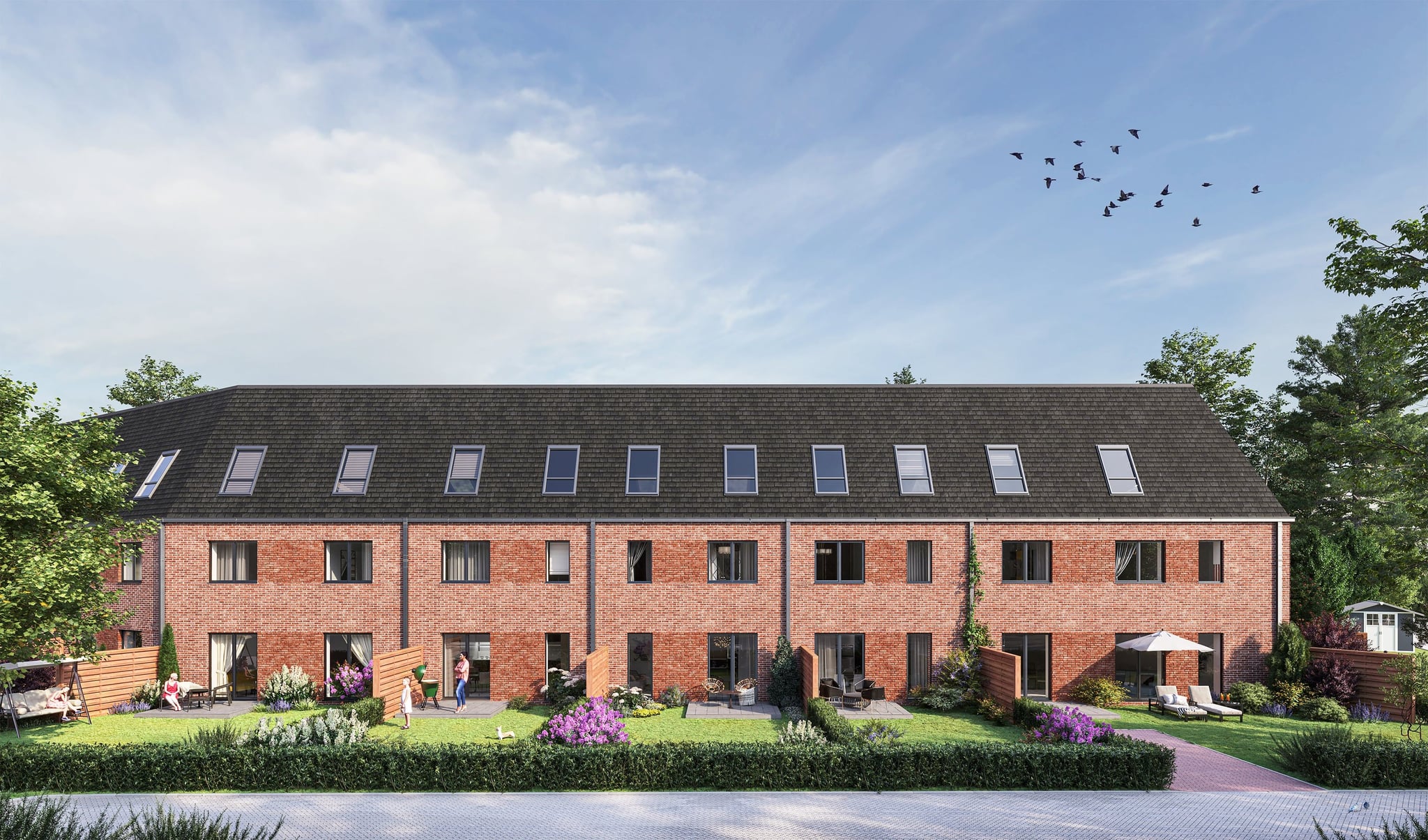 3D Architectural Visualization of townhouses with the private parking in Norderstedt Germany  3D Architectural Visualization of townhouses with the private parking in Norderstedt Germany