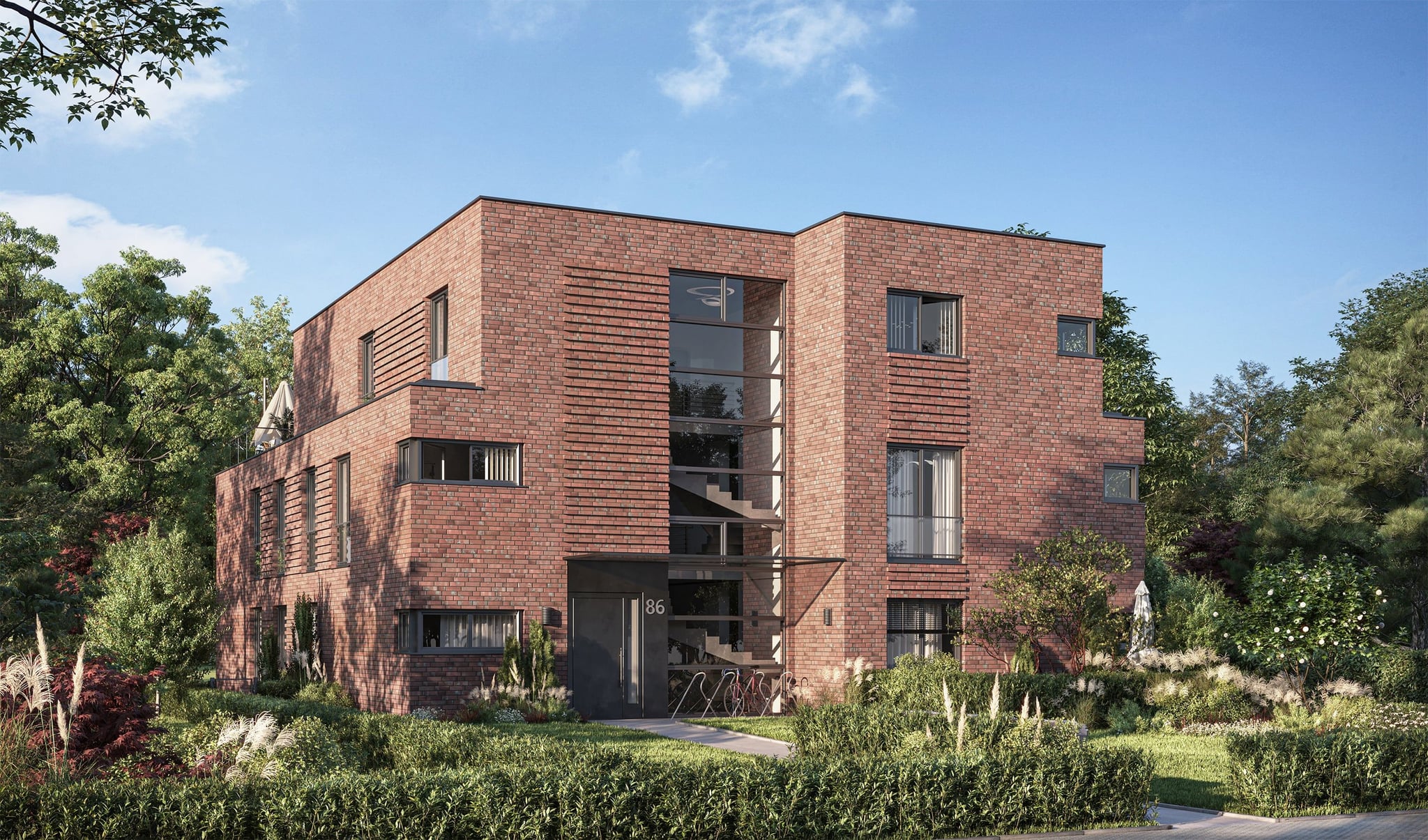 3D Rendering of a multi family apartment house in Eulenkrugstraße Hamburg, Germany 3D Rendering of a multi family apartment house in Eulenkrugstraße Hamburg, Germany