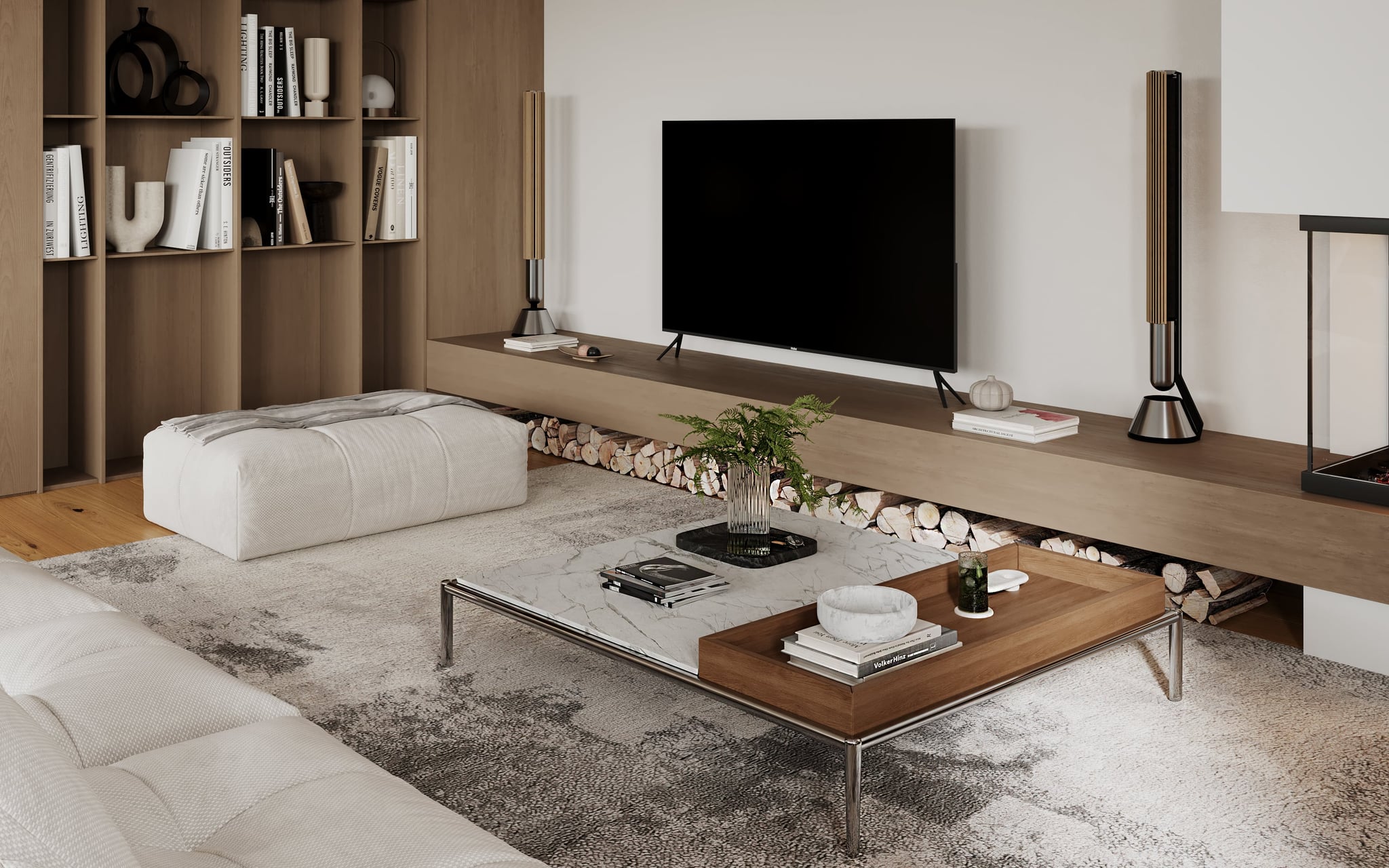 3D Interior Visualization of living room space in penthouse apartment in new house in Othmarscher Kirchenweg Hamburg, Germany 3D Interior Visualization of living room space in penthouse apartment in new house in Othmarscher Kirchenweg Hamburg, Germany