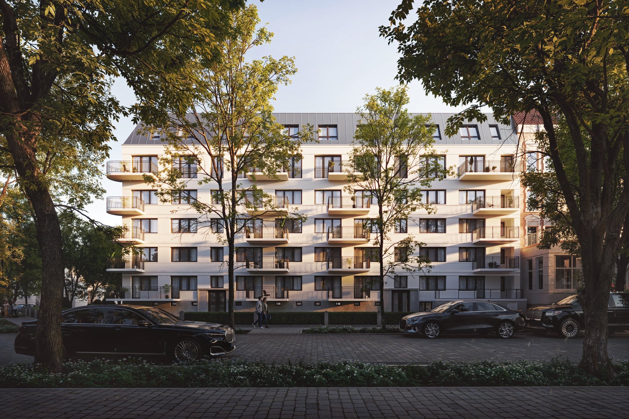 3D Visualisierung der Außenarchitektur eines Luxus Wohnhauses in Hamburg, Deutschland