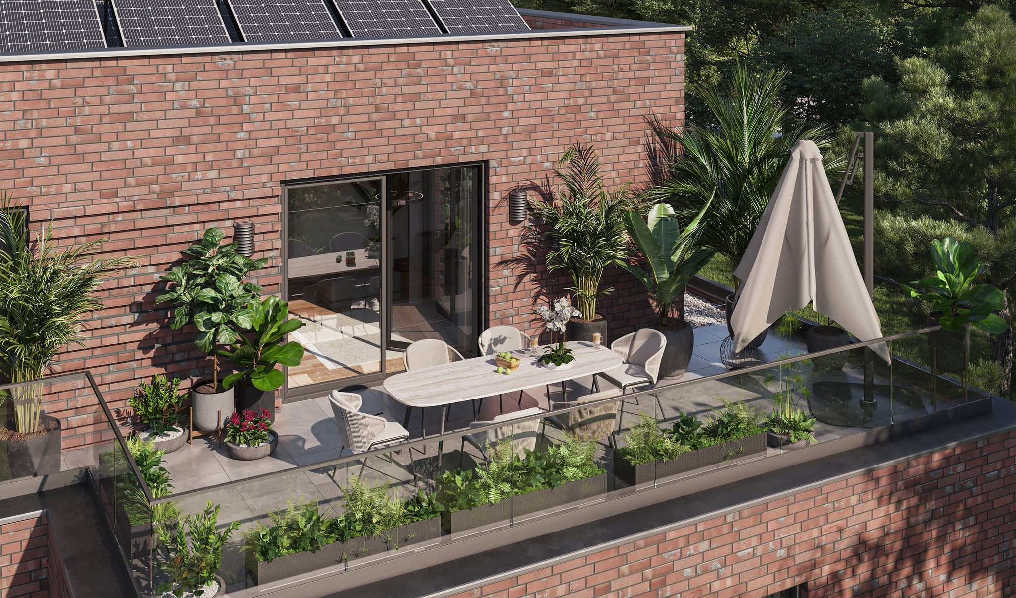 3D Architectural Visualization of a multi family apartment house with private terraces in Eulenkrugstraße Hamburg, Germany 3D Architectural Visualization of a multi family apartment house with private terraces in Eulenkrugstraße Hamburg, Germany