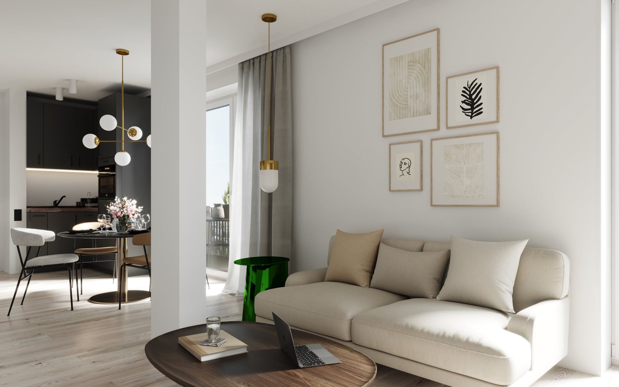 3D Interior Visualization of living space in open space penthouse flat in multi family house in Hamburg Eimsbüttel, Germany 3D Interior Visualization of living space in open space penthouse flat in multi family house in Hamburg Eimsbüttel, Germany