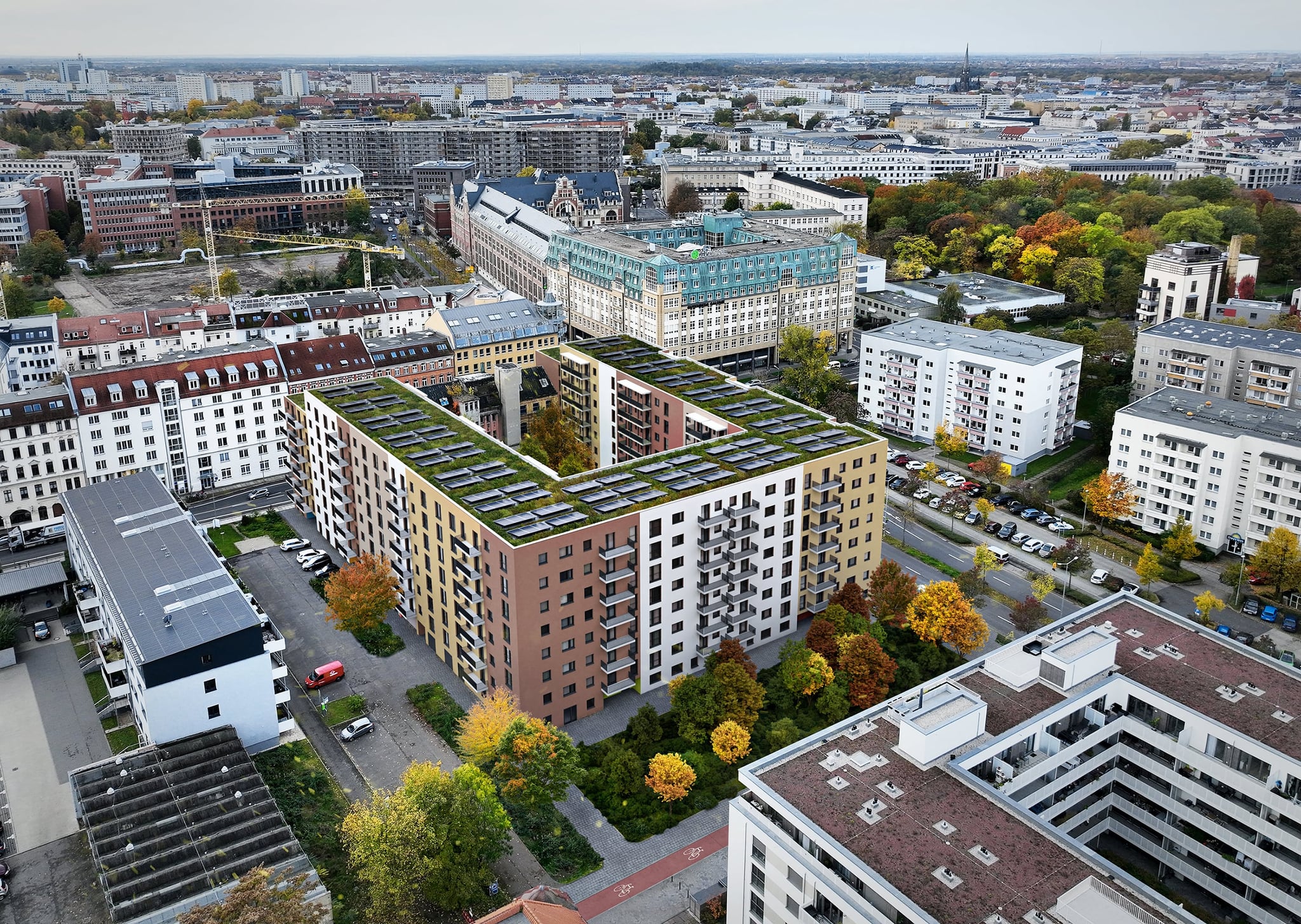 3D Architectural Visualization of a multi family house complex with a backyard in Leipzig Germany 3D Architectural Visualization of a multi family house complex with a backyard in Leipzig Germany