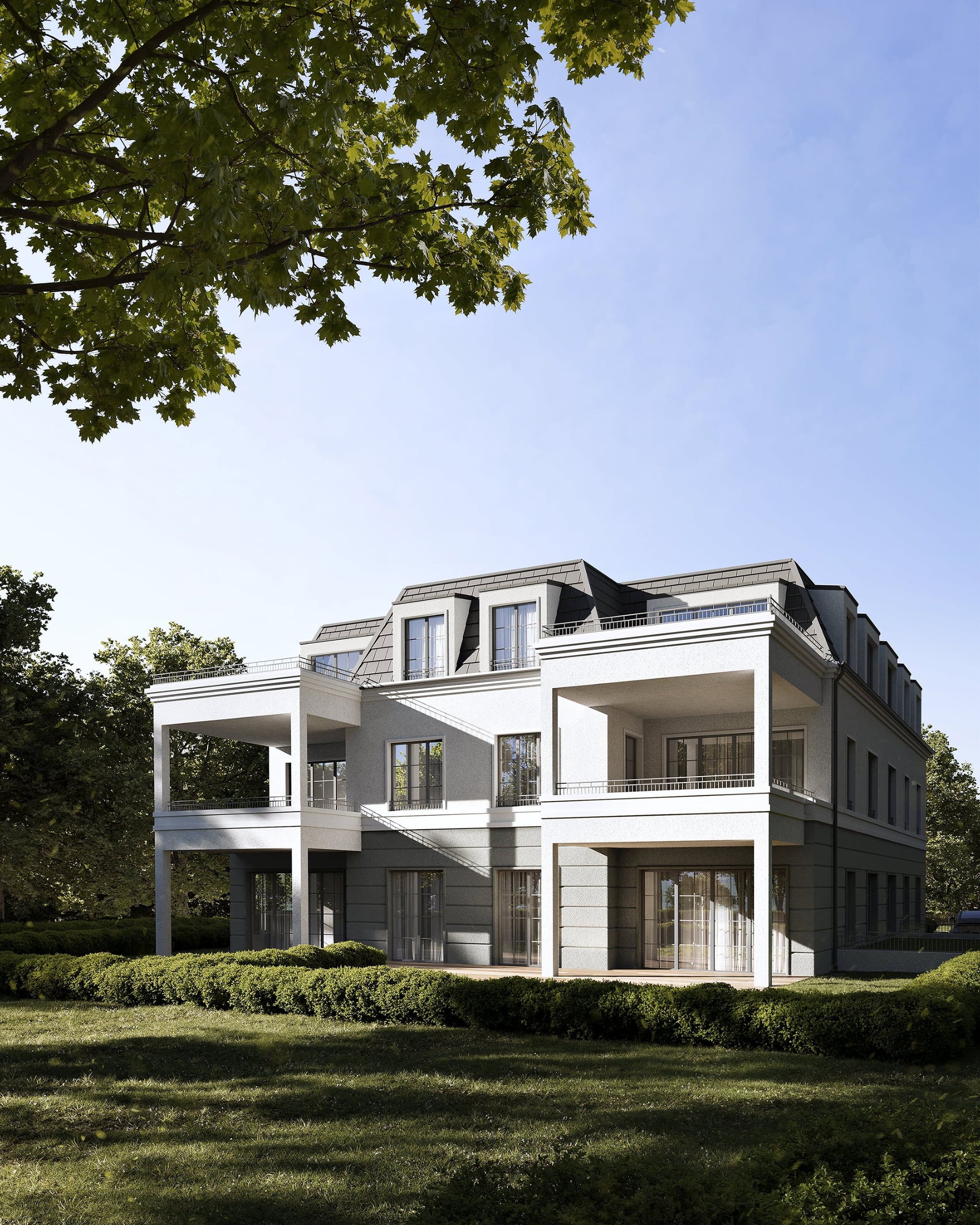 3D Exterior Visualization of multi family house with backyard in Potsdam, Germany 3D Exterior Visualization of multi family house with backyard in Potsdam, Germany